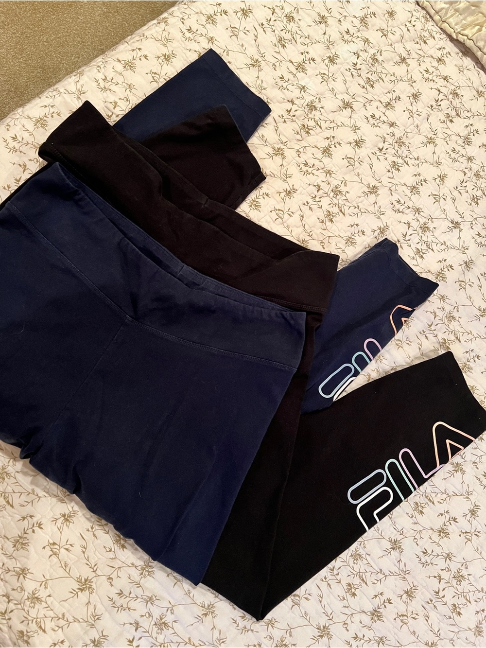 Fila Navy XL and Black XXL Colorblock Logo Leggings Sz XL-XXL